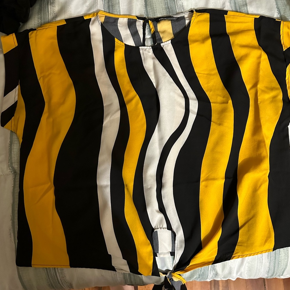 Black White & Yellow Blouse